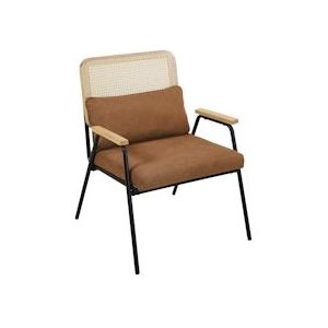 SVITA THEA lounge stoel rotan fauteuil retro fauteuil rotan bruin - bruin Polyester 94153