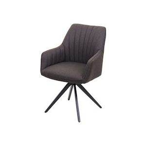 Mendler Eetkamerstoel HWC-H73, keukenstoel fauteuil, retro staal stof/textiel ~ grijs-bruin - grijs Weefsel 73956
