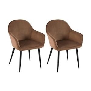 CLP Set van 2 eetkamerstoelen Boise fluweel bruin - 324898