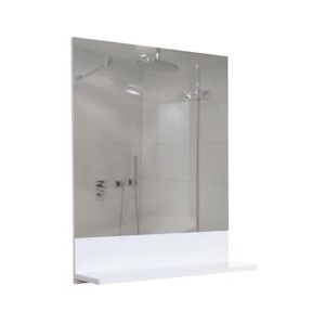 Mendler Wandspiegel met planchet HWC-B19, badkamerspiegel badkamer, hoogglans 75x80cm ~ wit - wit Massief hout 57629