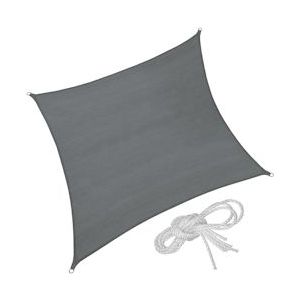 tectake Vierkant zonneluifel van polyethyleen, grijs - 360 x 360 cm - 403887 - grijs Kunststof 403887