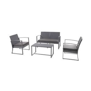 SVITA LOIS XL polyrattan zitgroep tuinmeubelset tafel fauteuil grijs - grijs Staal 91420