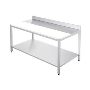 Inox/polyethyleen snijtafel dikte 20 mm gemonteerd met plank - 1000x700x850 mm - 1413E320 Eurast - Roestvrij staal 1413E320