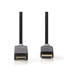 Nedis DisplayPort-Kabel - DisplayPort Male - HDMI Connector - 4K@30Hz - Verguld - 2.00 m - Rond - PVC - Antraciet - Doos - 5412810263868