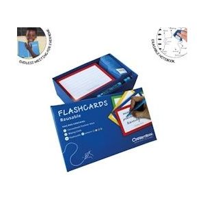Correctbook Flashcards (systeemkaarten), uitwisbaar / herbruikbaar, gelijnd, pak van 144 stuks - blauw Papier 8720165125944