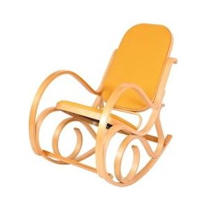 Mendler Schommelstoel M41, schommelstoel TV-fauteuil, massief hout ~ eiken look, stof/textiel geel - geel Massief hout 75343