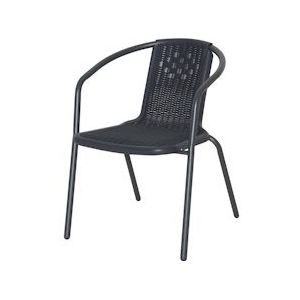 aro Stapelbare stoel, staal / polypropyleen, 56 x 56 x 74 cm, rotanlook, met armleuning, donkergrijs - grijs Kunststof 4337255712454