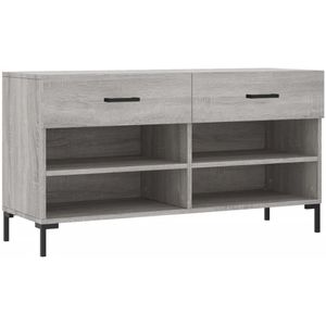 vidaXL Schoenenbank 102x35x55 cm bewerkt hout grijs sonoma eikenkleur - 829746