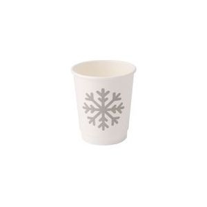 greenbox - Kartonnen bekers dubbelwandig winter "Sneeuwvlok", 200 ml / 8 oz, Ø 80 mm, wit, 500 St. - DHD04835