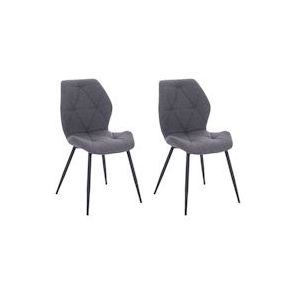 SVITA JAMIE set van 2 eetkamerstoelen gestoffeerde stoel zonder armleuningen stof donkergrijs - grijs Textiel 91114
