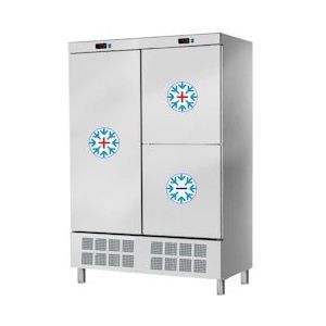 Gecombineerde koelkast-koelvriescombinatie 2 deuren 560x542 en 1 vriescompartement - 1400x720x2070 mm - 810 W 230/1V - 70220609 Eurast - grijs Roestvrij staal 70220609