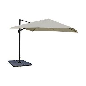 Mendler Zweefparasol HWC-A96, parasol, 3x4m (Ø5m) polyester/aluminium 26kg ~ creme-grijs met voet - beige Textiel 76875+70478