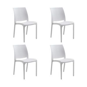 Set van 4 stapelbare stoelen van hars, gemaakt in Itali�ë, ontwerp voor binnen- en buitengebruik, SOFIA Wit - wit DH99434