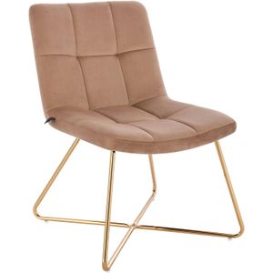 SVITA LYNN Loungestoel Cocktailstoel Clubfauteuil Gestoffeerde stoel zonder armleggers Gouden poten Velours bekleding Beige - beige Textiel 91242