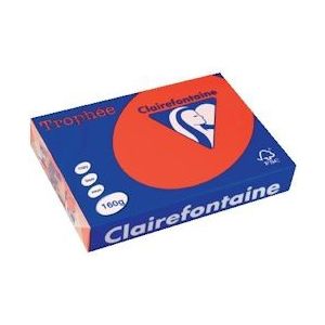 Clairefontaine Trophée Intens, gekleurd papier, A4, 160 g, 250 vel, koraalrood - 475385