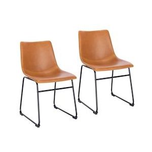 SVITA Set van 2 eetkamerstoelen metalen poten sledevoet kunstleer cognac - bruin Staal 91213