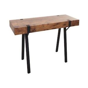 Mendler Console tafel HWC-L54, telefoontafel werktafel bijzettafel opbergtafel, metaal 75x100x40cm ~ donker wild eiken - bruin Hout 99743