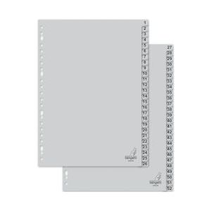 Kangaro tabblad A4 cijfers PP 120 micron 23r. 52 delig grijs - grijs Polypropyleen, kunststof G452CM