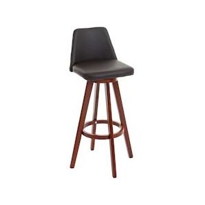 Mendler Barkruk HWC-C43, barkruk counter stool, hout imitatieleer draaibaar ~ bruin - bruin Synthetisch materiaal 40570