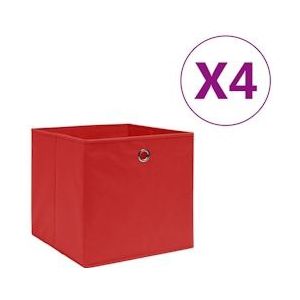 vidaXL Opbergboxen 4 st 28x28x28 cm nonwoven stof rood - 325219