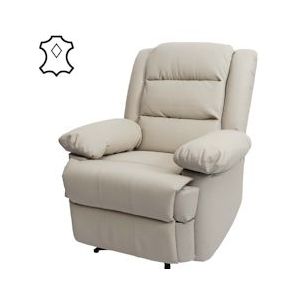 Mendler TV fauteuil HWC-G15, relaxfauteuil, leder + kunstleder 101x87x100cm ~ crème - beige Leer 82842+82843