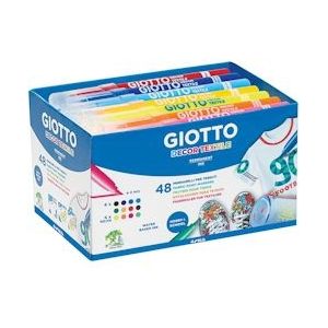 Giotto Decor Textile textielstiften, schoolpack met 48 stuks in geassorteerde kleuren - 8000825494703