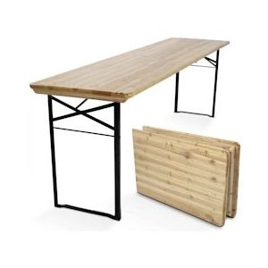 Oviala Business Inklapbare houten brouwerijtafel 218 cm - bruin Massief hout 104442