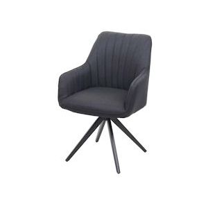 Mendler Eetkamerstoel HWC-H73, keukenstoel fauteuil, retro staal stof/textiel ~ donkergrijs - grijs Weefsel 73955