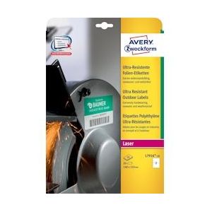 Avery ultra resistente etiketten voor buiten ft 210 x 148 mm (b x h), doos van 20 etiketten - wit Kunststof L7916-10