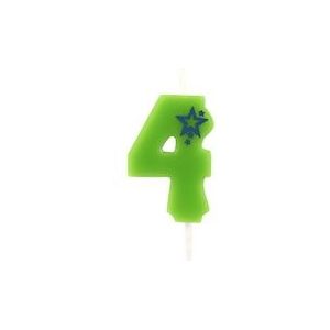 PAPSTAR, Getalkaarsen, mini 6,8 cm groen "4" - groen Was 4002911551332