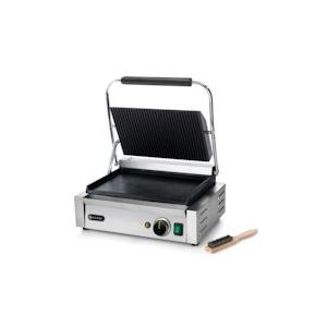 Hendi Contactgrill Horeca - Professionele Panini Grill - Gegroefd/Gegroefd - 43x37x(H)21cm