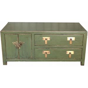 OPIUM OUTLET Meubelen TV-Kast Kast Sideboard TV273-olivegrey olijfgroen Aziatisch Chinees Oosters - groen Massief hout TV273-olivegrey