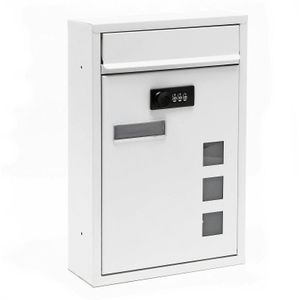 HELLOSHOP26 Moderne design wandbrievenbus met cijferslot wit verzinkt staal 16_0000066 - wit 3000967599781