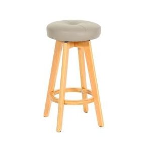 Mendler Barkruk Navan, barkruk counter stool, hout imitatieleer draaibaar ~ taupe, lichtgekleurde poten - bruin Massief hout 74181