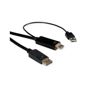 ROLINE HDMI kabel UltraHDTV - DisplayPort, M/M, zwart, 1 m - zwart 11.04.5991