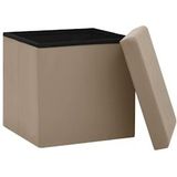 vidaXL Opbergkrukken inklapbaar 2 st PVC cappuccinokleurig - 338790