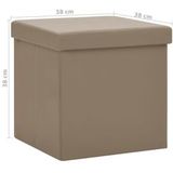 vidaXL Opbergkrukken inklapbaar 2 st PVC cappuccinokleurig - 338790