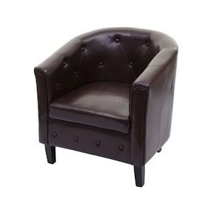 Mendler Fauteuil port T810, loungestoel clubfauteuil Chesterfield, kunstleer ~ bruin - bruin Synthetisch materiaal 75126