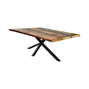 SIT Möbel eettafel van antiek hout in kleurrijk, frame in antiek zwart| B 220 x D 100 x H 76 cm |15364-11| Serie TABLE & BENCHES - meerkleurig Multi-materiaal 15364-11