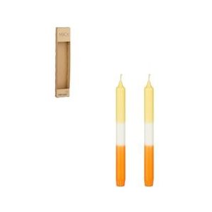 Mica Decorations Dip-dye puntkaars stearine oranje 2 stuks - h25xd2,2cm - oranje 1152681
