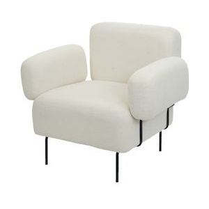 Mendler Lounge fauteuil HWC-L83, cocktail fauteuil gestoffeerde fauteuil fauteuil, bouclé stof/textiel metaal ~ wit - wit Textiel 101741