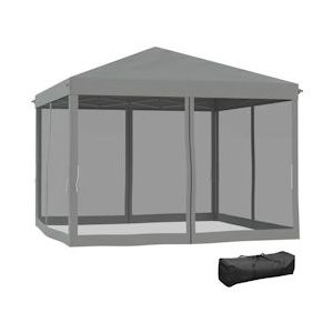 Outsunny Vouwtent 4 Verwijderbare Horren Waterdicht Dak Stalen Frame Lichtgrijs 3m X 3m - 8700000259300