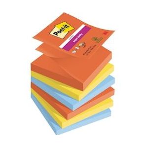 Post-it Super Sticky Z-notes Playful, 90 vel, ft 76 x 76 mm, geassorteerde kleuren, pak van 6 blokken - 450410