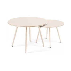 Oviala Business Set van 2 ivoorstalen terras salontafels, 50 cm - beige Staal 109309