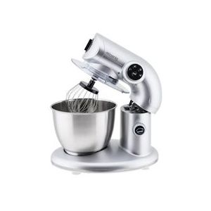 H.Koenig KM80 Professionele mixer, 1000W, 5,5L, 4 snelheden, tot 2 kg deeg, arm met verstelbare en bewegende kop, roestvrij staal Ac, 80dB, grijs - zilver Roestvrij staal 3760124951646