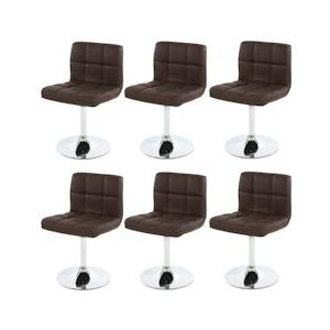Mendler Set van 6 eetkamerstoelen Bureaustoel Stoel Kavala kunstleer chroom ~ bruin - bruin Synthetisch materiaal 3x26629