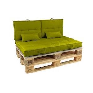 Oviala Business Tuinmeubelpakket met pallets en kaki groene stiksels - groen Massief hout 106908