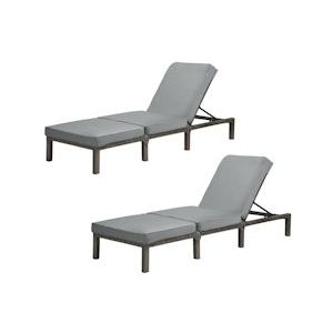 Set van 2 SVITA PEACH Tuinligstoel met gestoffeerd kussen Inklapbaar polyrattan grijs - grijs Kunststof 92915