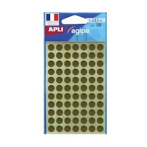 Agipa ronde etiketten in etui diameter 8 mm, goud, 308 stuks, 77 per blad - 3270241006001