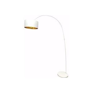 SalesFever Booglamp | 1-lamp | lampenkap stof | metalen frame | B 135 x D 38 x H 201 cm | wit-goudkleurig - wit Metaal 394083